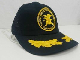 NRA Snapback Trucker Hat Mesh Cap Gold Leaf Baseball Black VTG National Rifle - £10.84 GBP