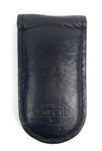  Fossil Magnetic Leather Money Clip Black Embossed Logo Holder Vintage  - £12.78 GBP