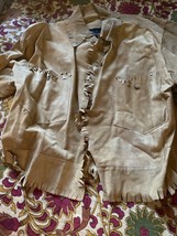 GILLES RICART City  Vintage Cute Soft Beige Fringed Suede Leather Jacket... - $49.50