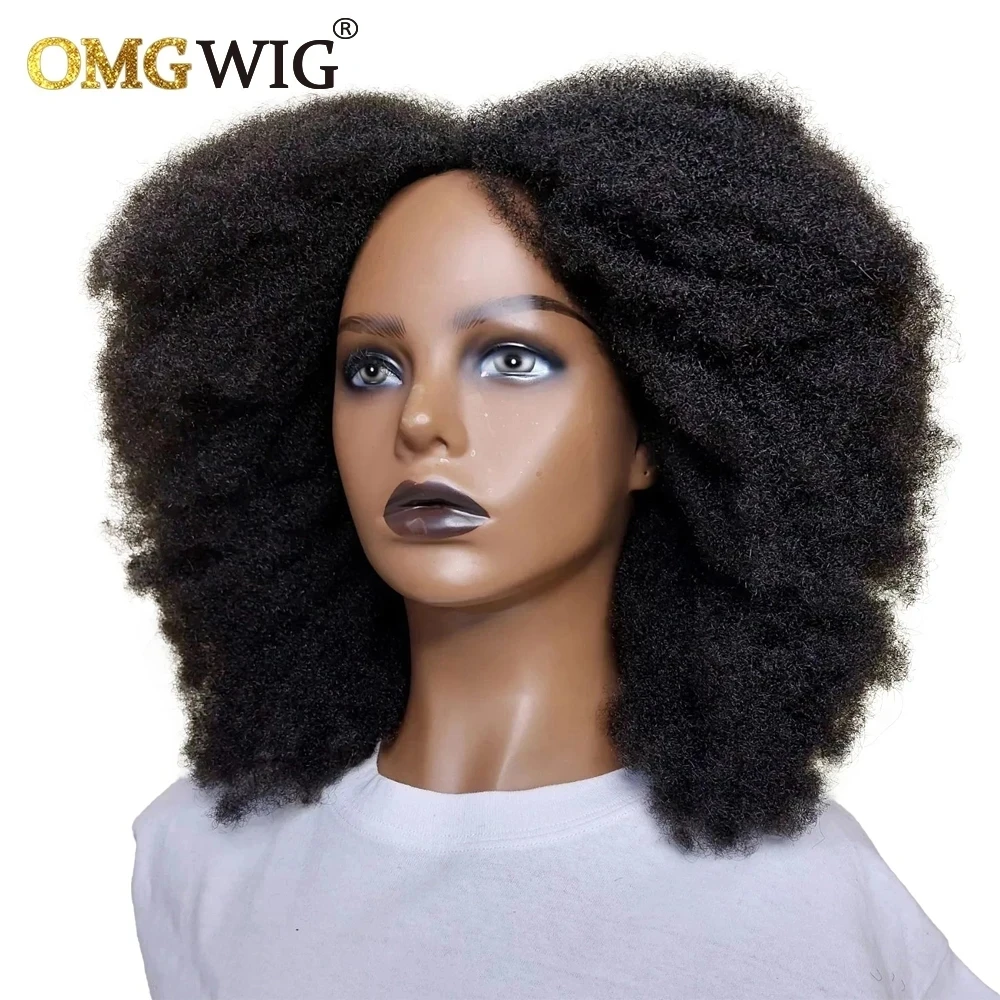 Afro Curly Human Hair Wigs For Black Women Full Machine Made Short Kinky Curly - £53.49 GBP+