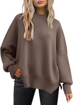 LILLUSORY Women&#39;s Crewneck Batwing Long Sleeve Side Slit Sweater - Size: XL - £15.44 GBP