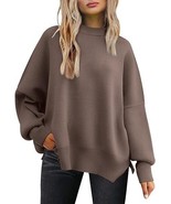 LILLUSORY Women&#39;s Crewneck Batwing Long Sleeve Side Slit Sweater - Size: XL - £15.20 GBP