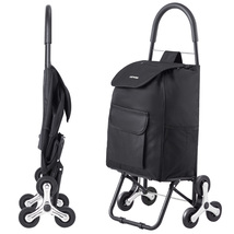 VEVOR 36L Stair Trolley 6 Wheels Oxford Bag Foldable Grocery Laundry Black - $40.90