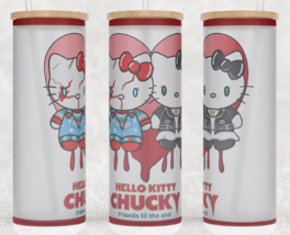 Frosted Glass Hello Kitty Chucky and Tiffany White and Red Cup Mug Tumbler 25oz - £15.71 GBP