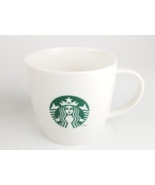Starbucks White Ceramic Coffee Cup Mug with Green Mermaid Logo 12 Oz. - £7.73 GBP