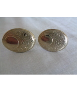 Gold-Toned Oval Floral Design Vintage Cufflinks (#6188)  - £17.36 GBP