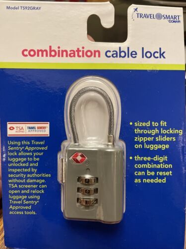 S- New Conair Travel Smart Luggage Combination Cable Lock Gray - $5.89