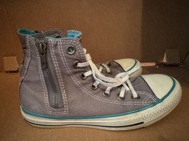 Converse Chuck Taylor All Star High Women Gray Teal Shoes Side Zip Size 6 - £19.24 GBP