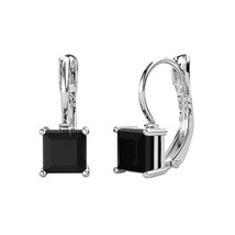 14k Noir Plaqué or Blanc Princesse Goutte Cristal / Dangal Boucles D&#39;Oreilles - £78.57 GBP