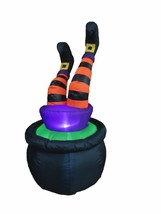 Halloween Inflatable Cauldron Witch Legs Blowup Air Blown Lights Yard Decoration - £39.61 GBP