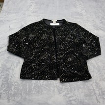 Notations Shirt Womens Large Black Casual Twinset Blouse Velour Long Sleeve - $29.68