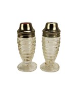 Hazel Atlas Airko Salt &amp; Pepper Shakers, Footed Beehive Bottles, 4 Pc Me... - $275.57 MXN