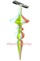 Robert Stanley Blown Glass Retro Easter Candy Stripe Pastel Finial Ornament New - £31.31 GBP