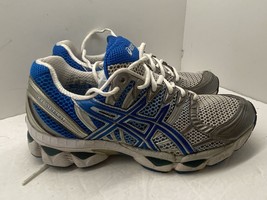 Asics Women&#39;s Gel Nimbus 12 Running Shoes 10 T095N White Silver Blue - $25.74