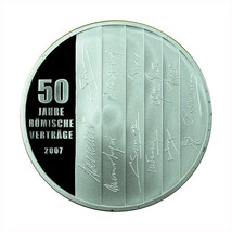 Germany Medal 50 Years Treaty of Rome 2007 36mm Silver Plated Signatures 02133 - $31.49