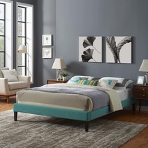 Tessie King Fabric Bed Frame with Squared Tapered Legs Teal MOD-5901-TEA - £178.99 GBP