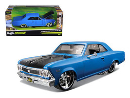 1966 Chevrolet Chevelle SS 396 Blue w Black Hood Classic Muscle 1/24 Die... - $39.13