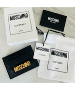 MOSCHINO Logo Leather Card Case, Designer Italian Luxury Wallet, Black G... - $4,155.24 MXN