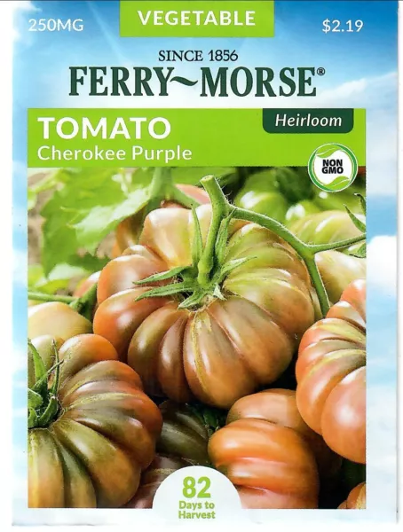Tomato Cherokee Purple Heirloom Vegetable Seeds Non Gmo Ferry Morse 12/24 Fresh  - $8.90