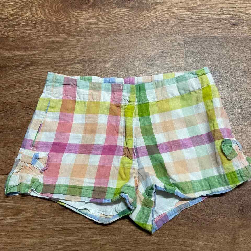 Crewcuts Girls Linen Look Adjustable Checkered Shorts Bows Size 12 Large J.Crew - £22.13 GBP