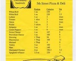 5th Street Pizza &amp; Deli Nutrition Build Your Own Healthy Sandwich Menu - £10.87 GBP