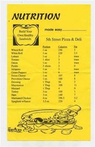 5th Street Pizza &amp; Deli Nutrition Build Your Own Healthy Sandwich Menu - £10.90 GBP