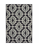 9 X 13 Black and Gray Geometric Stain Resistant Indoor Outdoor Area Rug - $6,583.38 MXN