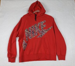 Nike Red Hoodie With Multicolor Zebra Print Logo Size Large - £24.34 GBP