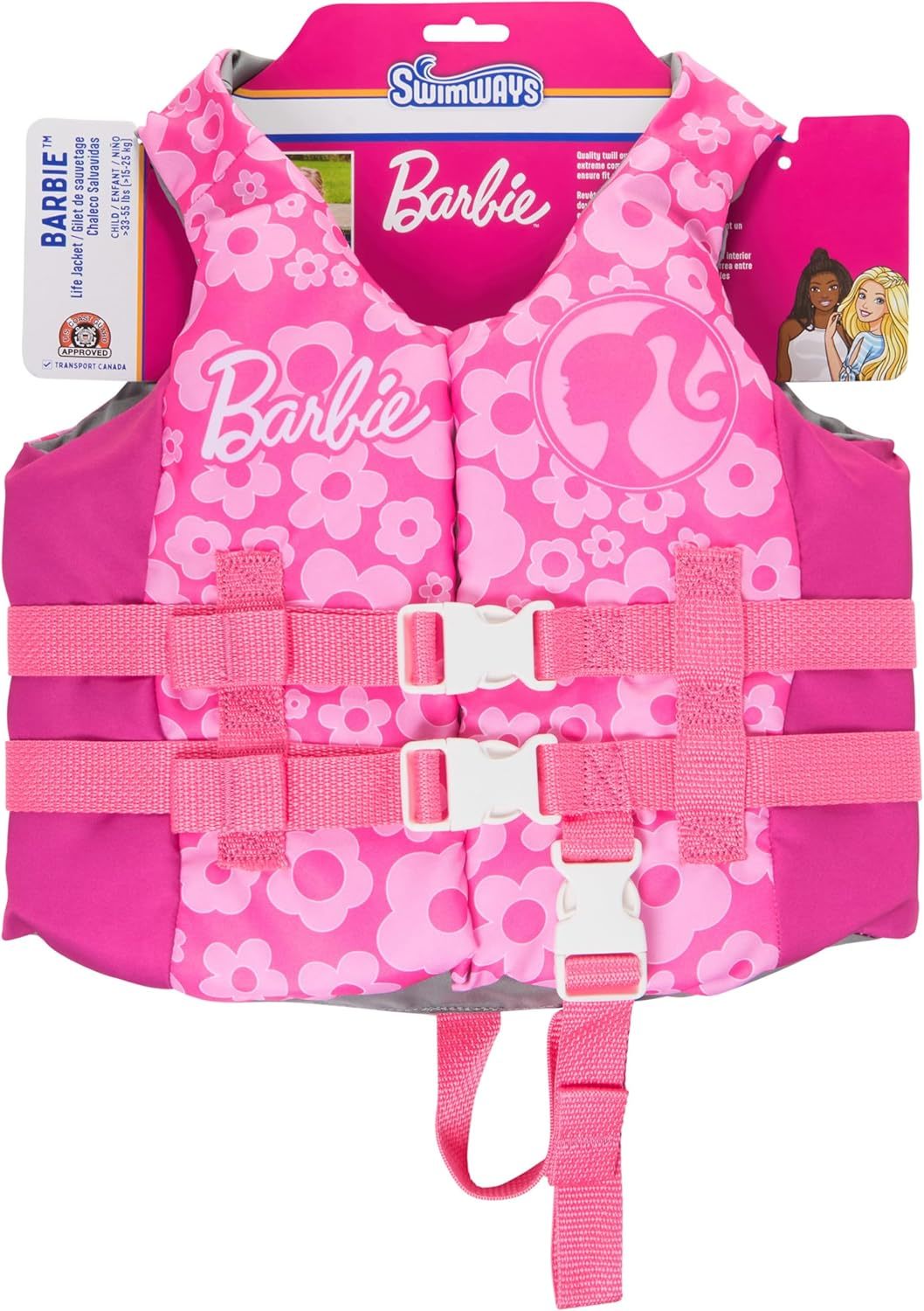 Swimways Barbie Swim Trainer Life Jacket, Us Coast Guard Approved Life, ... - $41.99
