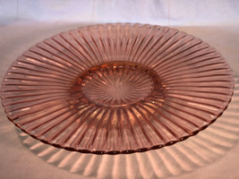 Pink Anchor Hocking Cake Plate Ribbed With Ball Foot Depression Glass Mint - £24.04 GBP