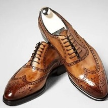 Men Handmade leather oxford shoes, dress shoes, Classic oxford Wingtip s... - $159.00