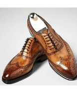 Men Handmade leather oxford shoes, dress shoes, Classic oxford Wingtip s... - £101.78 GBP