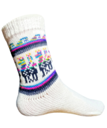 Women&#39;s white colorful medium knitted Alpaca wool winter socks. Size 7-9... - £8.23 GBP