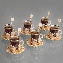LaModaHome Turkish Arabic Tea Glasses Set, Fancy Vintage Handmade Set for Servin - £61.53 GBP