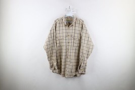 Vtg Cabelas Mens Large Distressed Long Sleeve Collared Button Down Shirt Plaid - £27.06 GBP