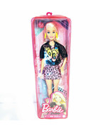 Barbie Fashionistas Doll #155 with Blond Hair with Rock Tee Pink Leopard... - £9.90 GBP