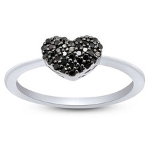 0.13Ct Redondo Diamante Natural Corazón Compromiso Anillo 14k Oro Blanco Chapado - £119.89 GBP