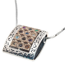 Kabbalah Pendant with Priestly Blessing and Hoshen Stones Silver 925 Gold 9K - £271.53 GBP