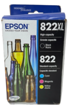 Epson 822XL Black 822 Cyan Magenta Yellow Ink Cartridge Set T822XL-BCS E... - $49.99
