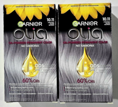 2 Pack Garnier Olia 10.11 Lightest Silver Blonde Permanent Hair Color No Ammonia - £23.42 GBP