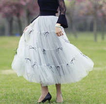 Gray Layered Tulle Skirt Outfit Women Plus Size Party Ruffle Tulle Skirt image 4