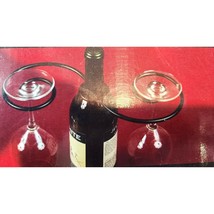 Wine Things Glass Go Round 2-Glass Decorative Caddy, Black Goes over the Wine Bo - £15.80 GBP
