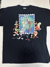 Looney Tunes Stamp Collection What&#39;s Up Doc T-Shirt Men L/XL Black Vintage Clean - £30.97 GBP