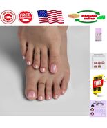 Hexa-Size Chrome Pink Short Press On Toenails for Perfect Fit – Kit of 32 - $590.63 MXN