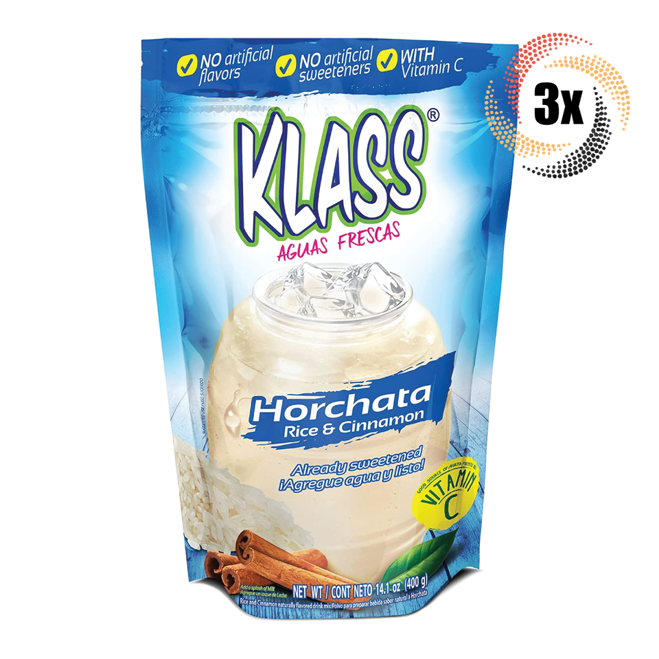Primary image for 3x Packs Klass Horchata Rice & Cinnamon Already Sweetened Drink Mix 14.1oz