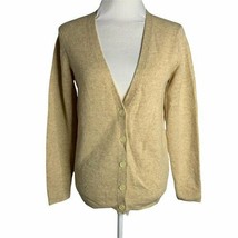 Uniqlo Wool Cardigan Sweater S Beige Long Sleeves Button Down V Neck  - £22.25 GBP