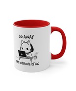 funny cat go away animal lovers Accent Coffee Mug, 11oz gift stocking st... - £14.68 GBP