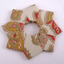 Red Yellow Green Paisley Print Wallpaper Christmas Ornament Origami Wreath - $22.00