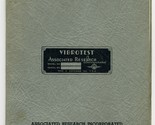 Associated Research VIBROTEST Model 221 Operating Manual 1942 - $44.50