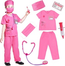 Kids Scrubs for Girls Kids Doctor Costume 7pcs Play Kits with Costume and Access - £35.94 GBP